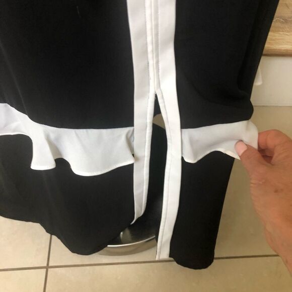 NWE CeCe black white ruffle long chiffon maxi dress size  6 - Picture 5 of 8